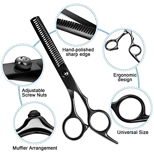 Fetinar Black 11-Piece Professional Hair Scissors Set with Stainless Steel Blades