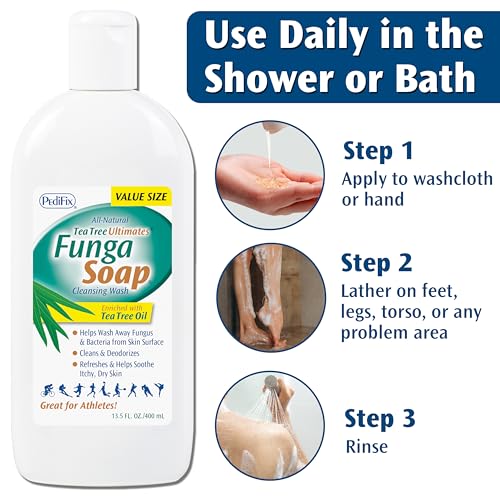 Pedifix FungaSoap Tea Tree Oil Foot & Body Wash 13.5 fl oz – Natural Antibacterial Cleanser for Feet & Body