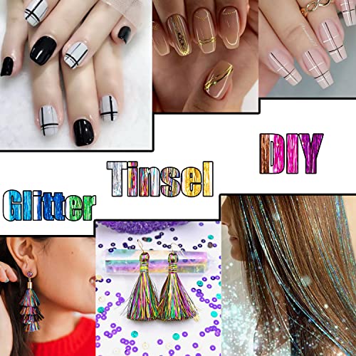 Hair Tinsel Kit 18 Colors, 3600 Strands 48 Inches Fairy Hair, Sparkling Hair Tensile for Christmas New Year Halloween Cosplay Party, Tinsel Hair Extensions with Tool