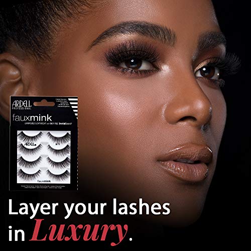 Black 811 Faux Mink Lashes - Knot-Free Invisiband, Natural Wispy Reusable Fake Eyelashes - 4 Pairs