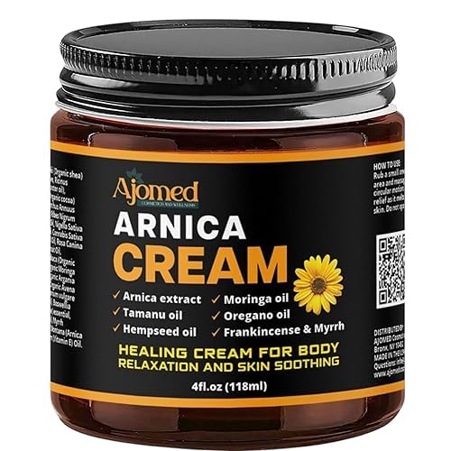 Arnica cream for skin Soothing, healing salve, bruising, body oil Handmade herbal massage cream with arnica extract, Tamanu oil, Oregano oil, Moringa oil, Frankincense and Myrrh-Body 4fl.oz