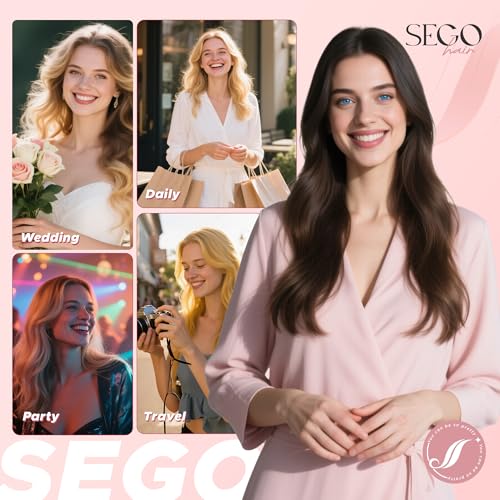SEGO 12 Inch Clip-In Human Hair Extensions - Silver Grey Remy Straight Natural Hair, 6 Pcs