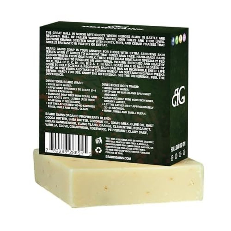 Beard Gains Valhalla Organic Goat Milk Beard Soap/Conditioner | Eliminate Itch & Dandruff and Promote Beard Growth & Improved Skin