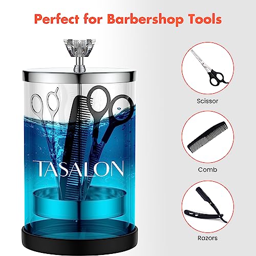 25 Ounce Stainless Glass Disinfectant Jar with Removable Basket for Salon & Spa - Professional Barber Dispenser