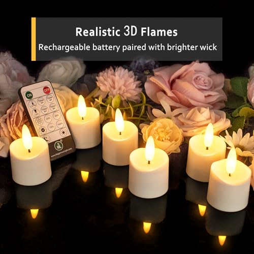 HL Rechargeable Waterproof LED Flameless Tea Lights 12pcs - Yellow 3D