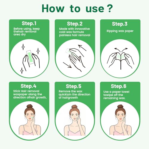 Wax Strips for Hair Removal - 98% Natural Formula for Sensitive Skin, Facial Hair Removal for Women - Gently and Quickly Removes Hair from Eyebrows, Body, Legs, and Bikini Line- Hypoallergenic 2Pcs
