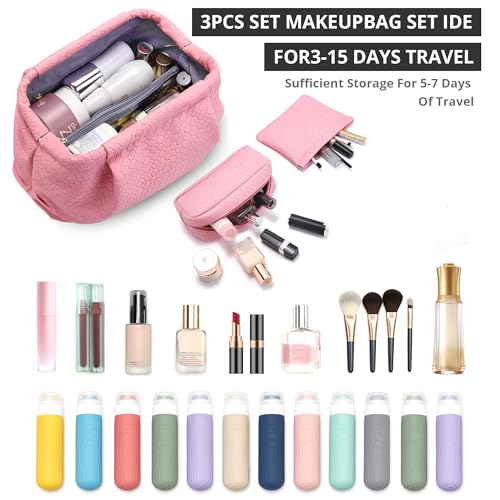 BOYATU 04-Light Watery Pink Travel Makeup Bags Organizer – Large Clutch & Organizer, Bridal Evening