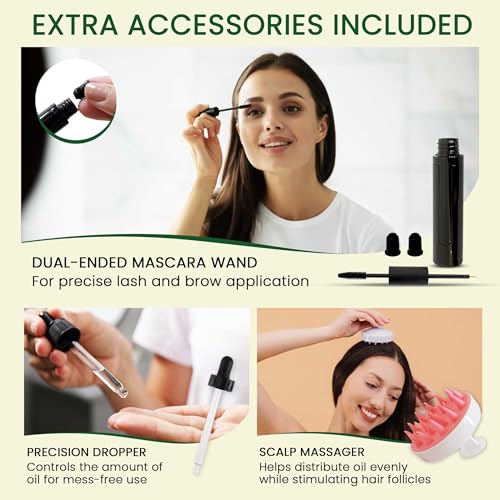 Cold-Pressed Castor Oil Kit for Hair Growth, Lashes & Skin - 10oz