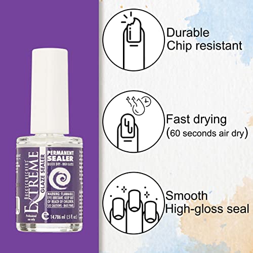 Backscratchers Extreme Permanent Glaze Sealer 0.5 Fl Oz High Gloss Top Coat - Long Lasting, Quick Dry