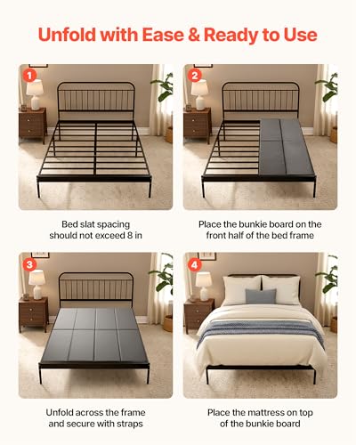 Queen Size Foldable Bunkie Board for Mattress Support - Anti-Sag, Non-Slip