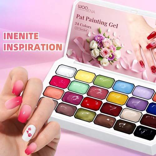 24-Color Ombre Gel Nail Polish Kit with Pat Pat Gel and Sponges - DIY Gradient Nails B