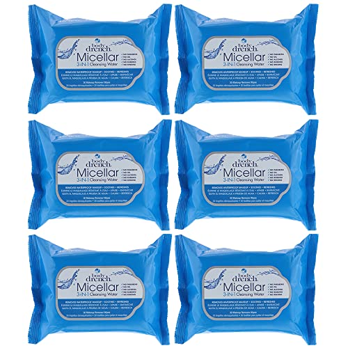Micellar Cleansing Wipes for Makeup Removal and Sensitive Skin - 30 Count, 6 Pack