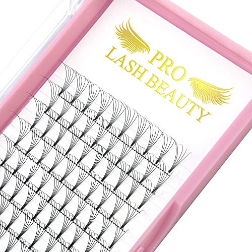 PRO LASHBEAUTY Premade Fans Eyelash Extensions 5D-D-0.10-12 Black PTB Vegan Volume Lash Extensions 9 to 20 mm Pair