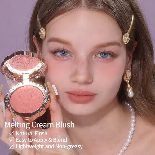 Flower Knows Little Angel Cream Blush Set - Muted Red, Buildable & Dewy Face Makeup (04 Rose Ashes + 05 Fingertip Stellar, 0.42 oz)