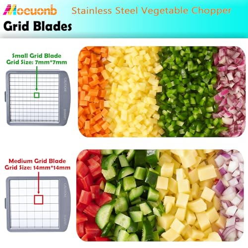 Moeuonb All-in-1 Vegetable Chopper with 8 Blades - Food Slicer & Dicer, Salad & Onion Chopper, Potato French Fry Cutter, Stainless Steel