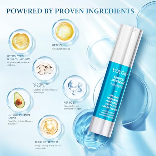 Retinol Eye Cream for Dark Circles & Wrinkles - Hydrating Under Eye Treatment 0.67 fl oz
