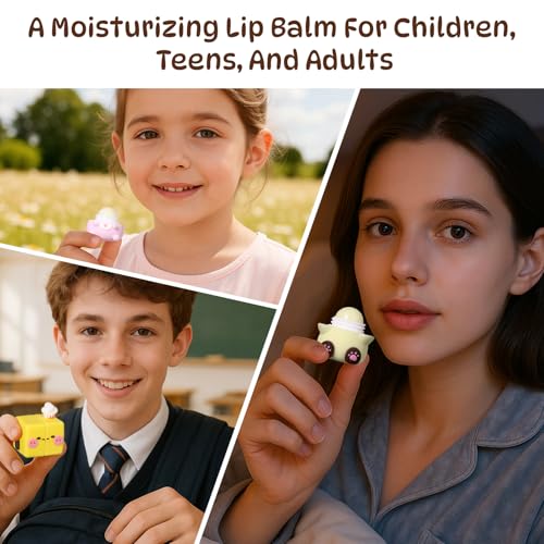 Cloud Comfort Lip Balm - 4 Tubes Fruit-flavored Moisture Lip Balms, Blueberry, Jasmine, Orange, and Peach Flavors, 3-in-1 Repairs Lip Damage Caused by Dryness, Makeup and UV Rays (4 Pack)