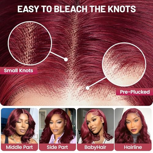 Reddish Brown Human Hair Bob Wig 13x4 HD Lace Front Pre-Plucked 180% Density - 10 Inch