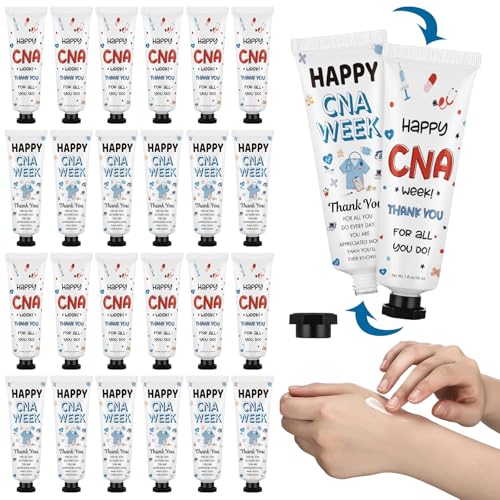 Loopeer 50 Pcs 2026 CNA Week Gifts Bulk Hand Cream Nursing Assistant Appreciation Gifts for Nurse Dry Cracked Hands Travel Size Double Sided Design Moisturizing Hand Cream