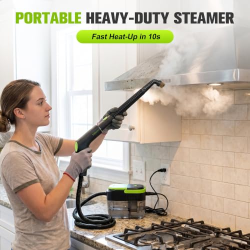 Portable Handheld Steam Cleaner for Home with 11 Accessories - Green