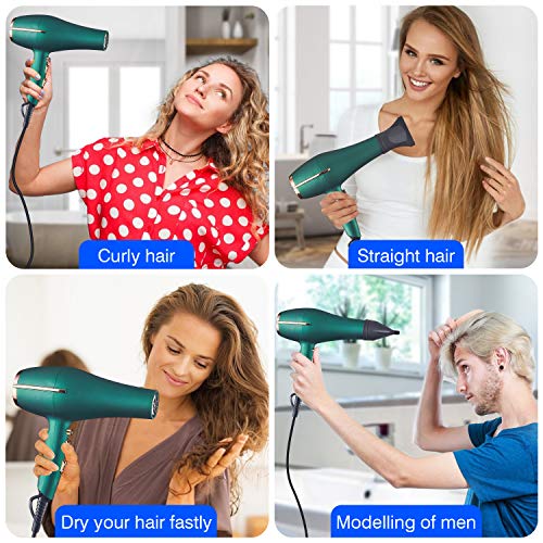 ARDIRO Green 2000W Ionic Hair Dryer - Professional Salon Blow Dryer with Diffuser & Low Noise