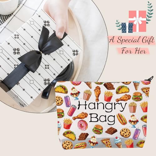 JXGZSO Funny Foodie Gift Hangry Bag Snack Travel Makeup Bags Emergency Snacks Food Storage Bag Snack Lover Gift