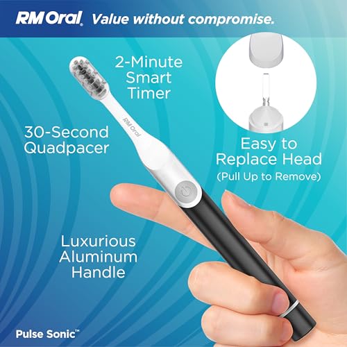 RM Oral Pulse Sonic Powered Toothbrush Soft Black - Rechargeable & Travel-Friendly