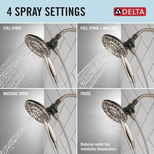 Dual Shower Head with Handheld Spray Satin Nickel - 4 Spray Options, 2.5 GPM