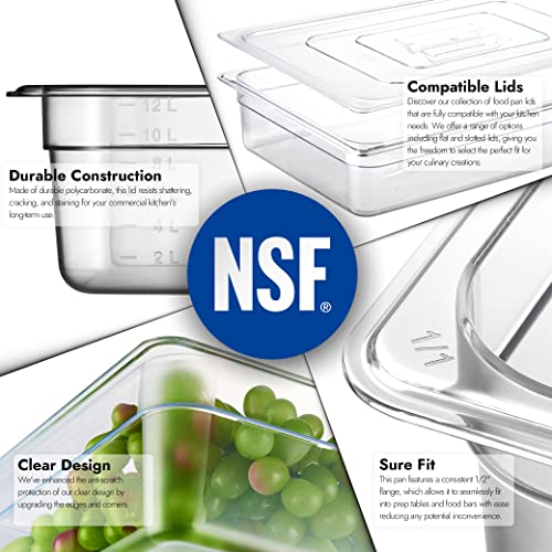 Full Size 4-Inch Deep NSF Polycarbonate Food Pan 6-Pack - Dishwasher & Freezer Safe