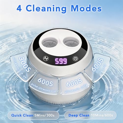 200ml Ultrasonic Retainer Cleaner Machine - White, 48kHz, 4 Modes