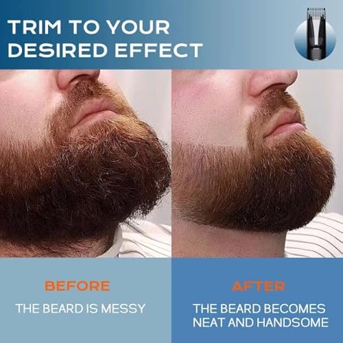 Vacuum Beard Trimmer for Men ? Mustache Trimmer with Adjustable Comb - Men's Beard Trimmer Cordless - Beard Trimmer with Vacuum Precision Dial, Low Noise, Waterproof Grooming Kit