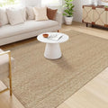 Lightweight Washable Cotton-Blend Flatweave Rug 6x9 in Tan/Cream - Living Room Decor