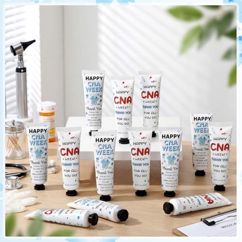 Loopeer 50 Pcs 2026 CNA Week Gifts Bulk Hand Cream Nursing Assistant Appreciation Gifts for Nurse Dry Cracked Hands Travel Size Double Sided Design Moisturizing Hand Cream