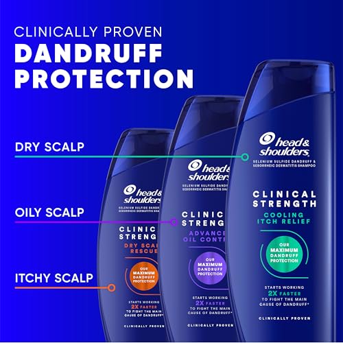 Head & Shoulders Anti-Dandruff Shampoo with 1% Selenium Sulfide, Clinical Strength Dry Scalp Rescue Shampoo Twin Pack, Seborrheic Dermatitis Relief, Dry Scalp 13.5 fl oz Each