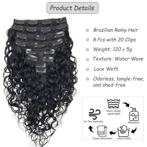 Deep Curly Clip-In Human Hair Extensions 120g 22 Inches Black - Natural