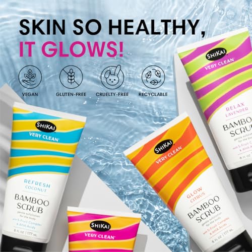 ShiKai Bamboo Body Scrub with AHA & Fruit Extracts - Detox & Exfoliate, 6 oz