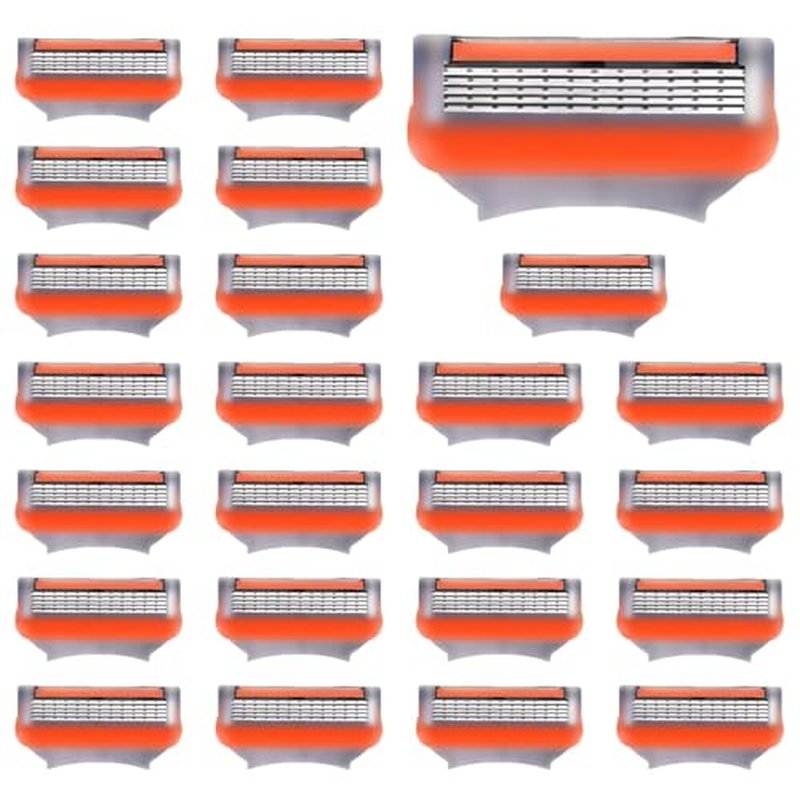 24 Pack Razor Blade Refills Compatible with 5 Razor ? 5-Layer Precision Anti-Friction Blades for Manual Wet Shaving ? Pivoting Head Design for Smooth