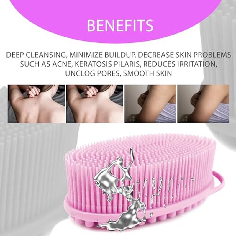 Avilana Silver-Infused Dark Gray and Marble Silicone Body Scrubber Bundle - Sleek Elegance Dual-Tone Set