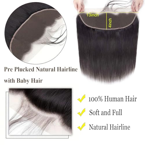 18 Inch Brazilian Straight Lace Closure Human Hair 13x4 HD Lace Frontal