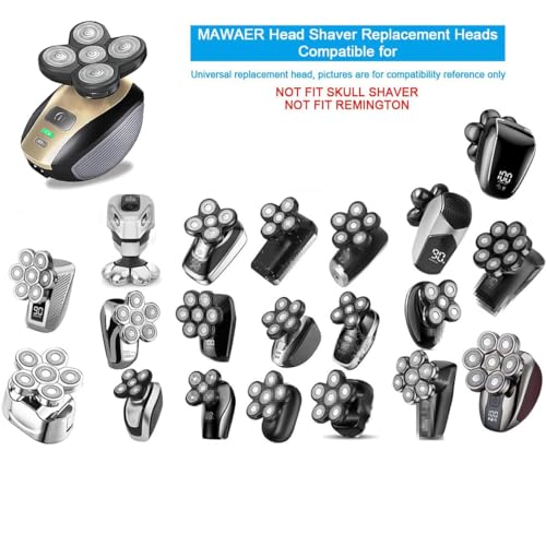 Universal 5-Blade Head Shaver Replacement Heads for Grooming & Trimming