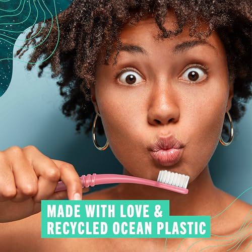 Coral Recycled Ocean Plastic Adult Toothbrush 6-Pack - Soft Bristles, Made in USA