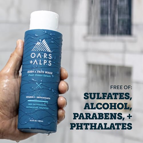 Oars + Alps Body Wash for Men, Mens Body Wash & Face Cleanser with Vitamin E & Antioxidants, Moisturizing, Paraben & Sulfate Free Cleanser, Variety Set, 3pk