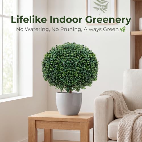 Artificial Boxwood Topiary Balls Set of 2 - Outdoor Garden Decor