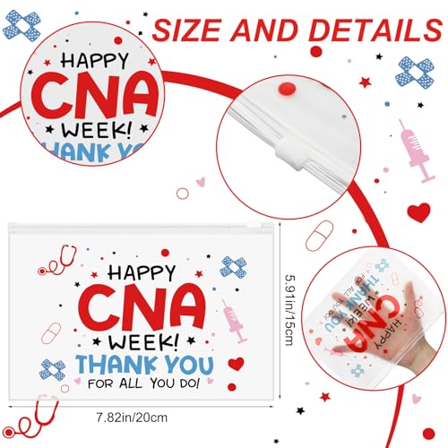 CNA Week Appreciation Gift Bags - 120 Bulk EVA Makeup & Cosmetic Pouches with Zipper - Assistants Week
