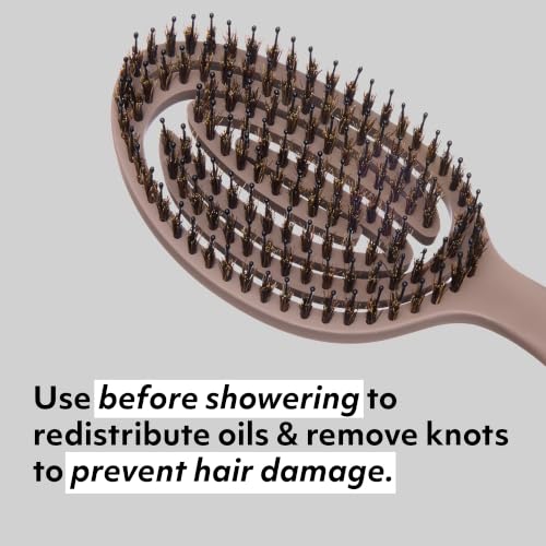 Boar's Hair Wellness Hair Brush - Soft Taupe, Detangles & Scalp Massage