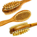 Bamboo Body Brush for Back Scrub - Natural Boar Bristle Shower Brush Scrubber with Long Handle - Exfoliate Skin and Cellulite - Wet or Dry