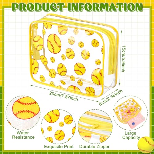 Softball Makeup Bags Bulk - 20 Pcs Softball Gift Bags for Sports Team and Party Supplies - Waterproof PVC, Portable, Reusable