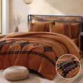 MaiRêve Burnt Orange Full Embroidery Comforter Set 7 Pieces Bed in a Bag