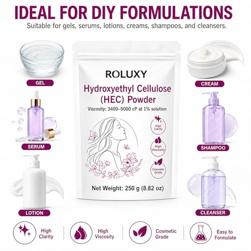 Hydroxyethyl Cellulose HEC Powder 250g - Clear Water-Soluble Thickener for Gels & Lotions