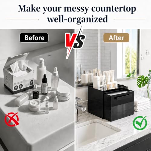 Acrylic Disposable Facial Towels Holder Wall-Mounted Black